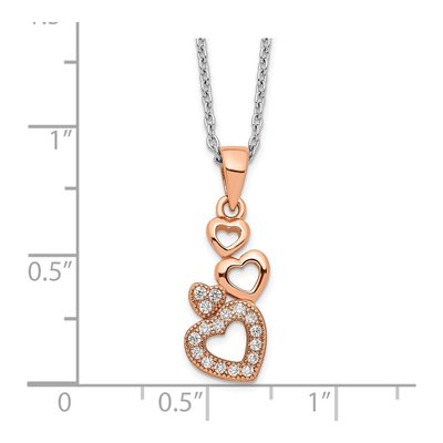Rose Gold-Plated Sterling Silver CZ Four Linked Hearts Pendant Necklace – view 6