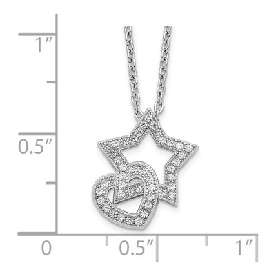 Sterling Silver CZ Heart Star Pendant Necklace – view 4