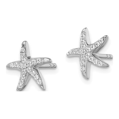 Sterling Silver CZ Pave Starfish Stud Earrings – view 3
