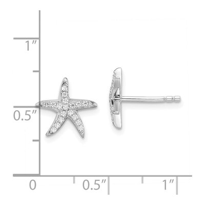 Sterling Silver CZ Pave Starfish Stud Earrings – view 5
