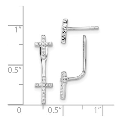 Sterling Silver CZ Cross Front-Back Dangle Earrings – view 5