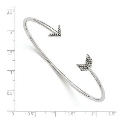 Sterling Silver CZ Arrow Bangle Bracelet – view 2