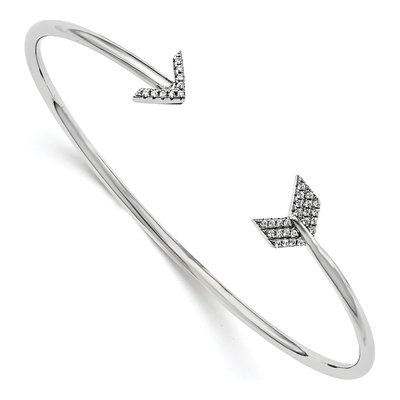 Sterling Silver CZ Arrow Bangle Bracelet