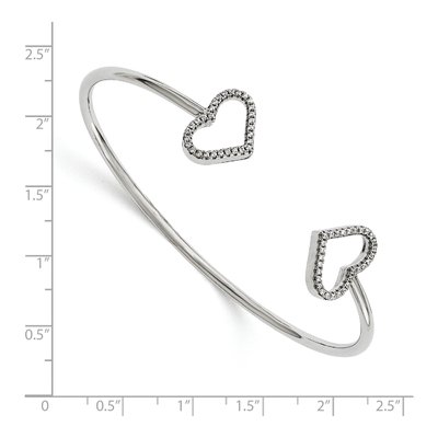 Sterling Silver CZ Heart Bangle Bracelet – view 2