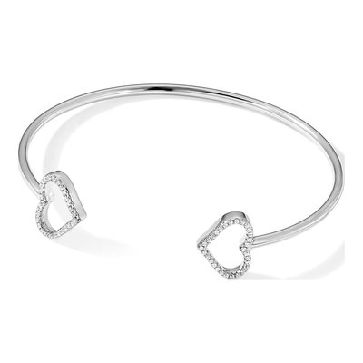 Sterling Silver CZ Heart Bangle Bracelet – view 4