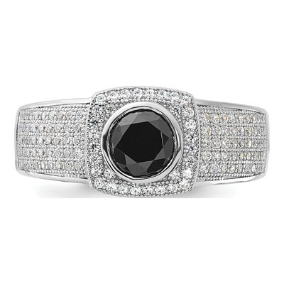 Men's Sterling Silver Black Spinel & CZ Ring – view 5