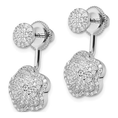 Sterling Silver CZ Convertible Dangle Earrings – view 3