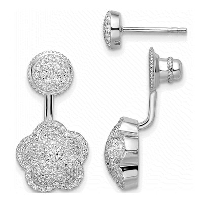 Sterling Silver CZ Convertible Dangle Earrings