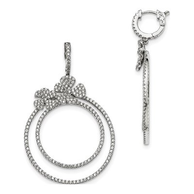 Sterling Silver CZ Dangle Earrings