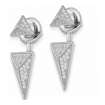 Sterling Silver CZ Pave Convertible Dangle Earrings – view 3