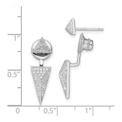 Sterling Silver CZ Pave Convertible Dangle Earrings – view 5