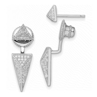 Sterling Silver CZ Pave Convertible Dangle Earrings