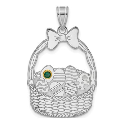 Sterling Silver & 14K Gold 1-Birthstone Pendant – view 2