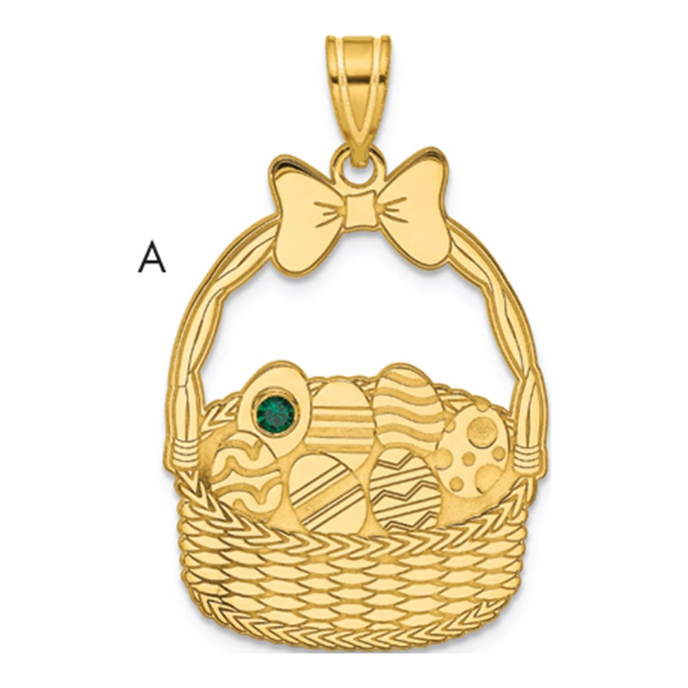 Ssilver/gold-Plated 1 Birthstone With Ssilver Bezel Easter Basket Pendan