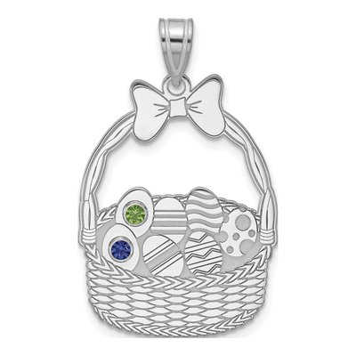 Sterling Silver Ssilver 2-Birthstone Pendant – view 2