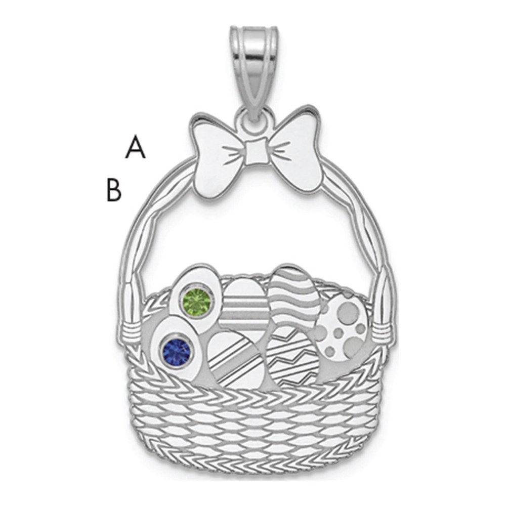 Ssilver 2 Birthstone With Ssilver Bezel Easter Basket Pendant