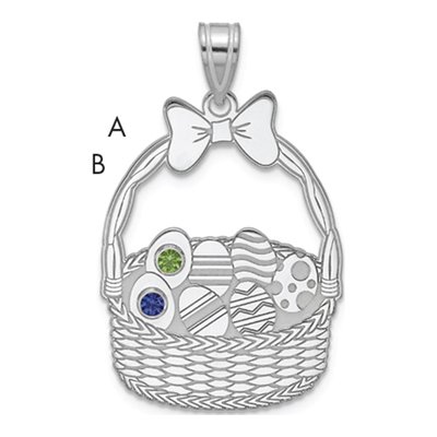 Sterling Silver Ssilver 2-Birthstone Pendant