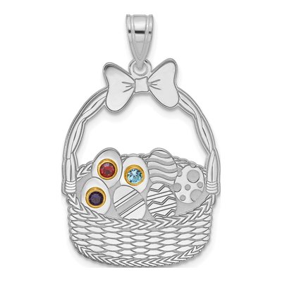 Sterling Silver & 14K Gold 3-Birthstone Pendant – view 2
