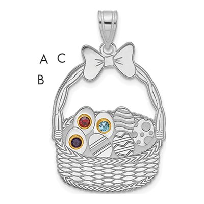 Sterling Silver & 14K Gold 3-Birthstone Pendant