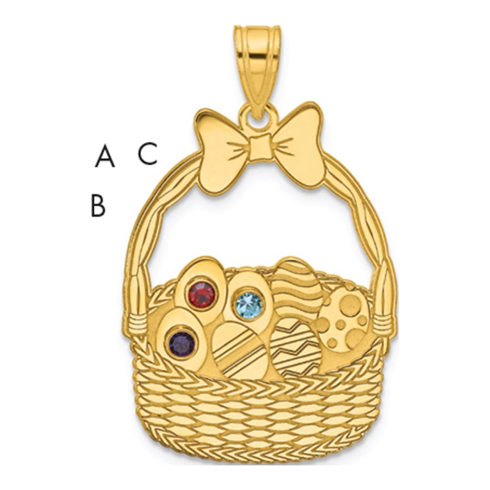 Ssilver/gold-Plated 3 Birthstone With Ssilver Bezel Easter Basket Pendan