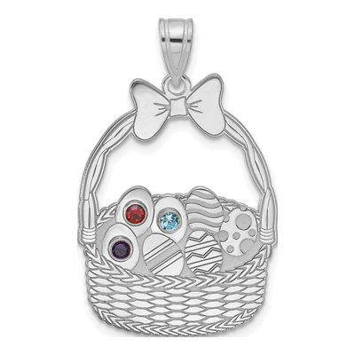 Sterling Silver Ssilver 3-Birthstone Pendant – view 2