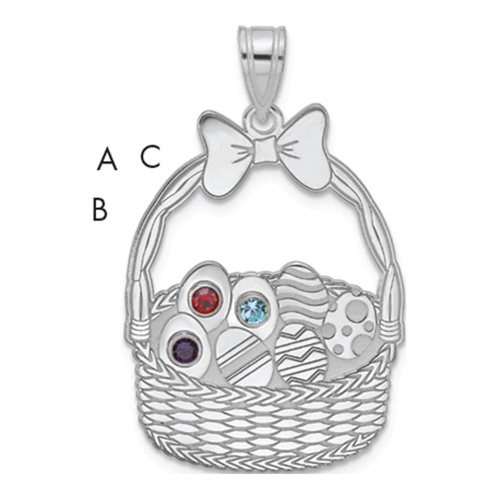 Ssilver 3 Birthstone With Ssilver Bezel Easter Basket Pendant