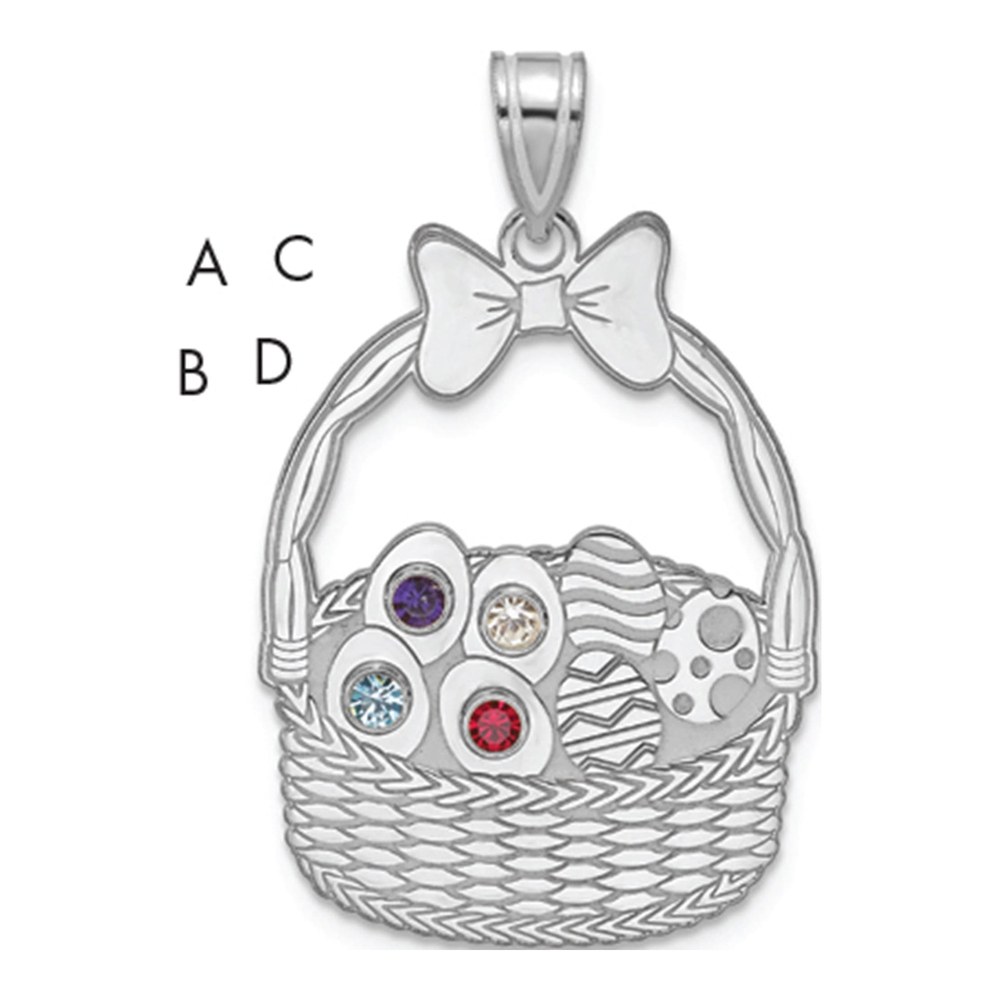 Ssilver 4 Birthstone With Ssilver Bezel Easter Basket Pendant