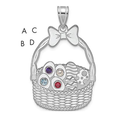Sterling Silver Ssilver 4-Birthstone Pendant