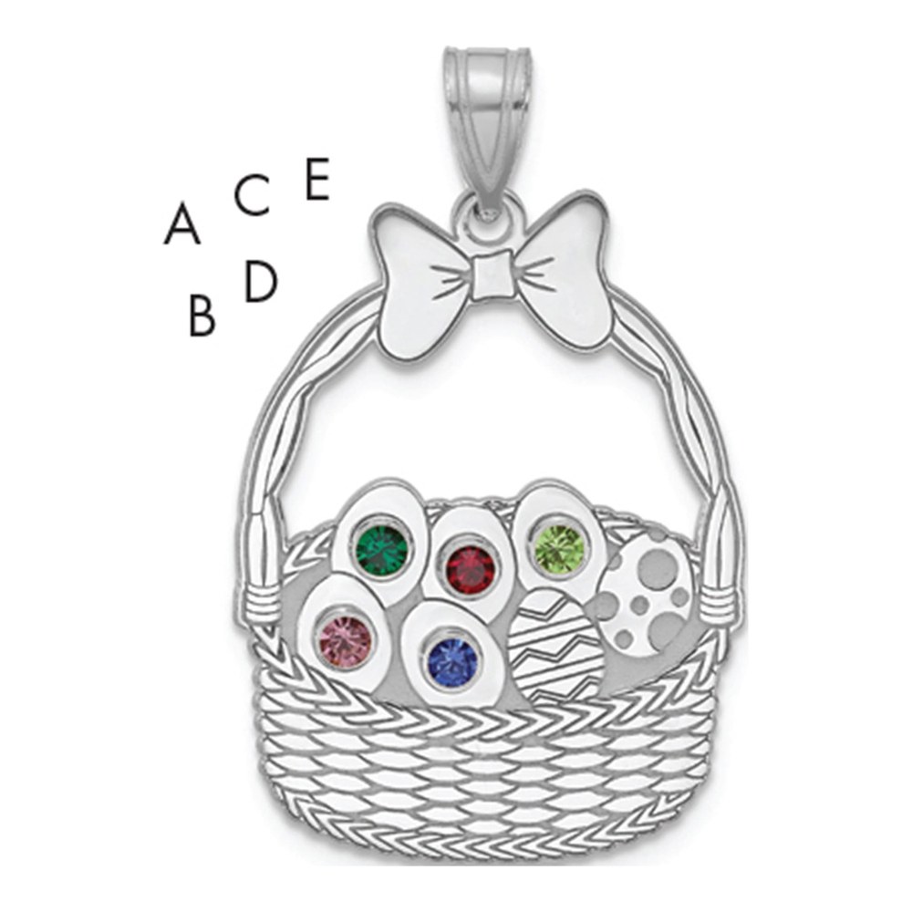 Ssilver 5 Birthstone With Ssilver Bezel Easter Basket Pendant