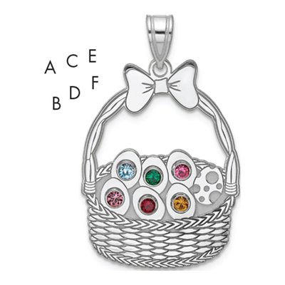 Sterling Silver Ssilver 6-Birthstone Pendant