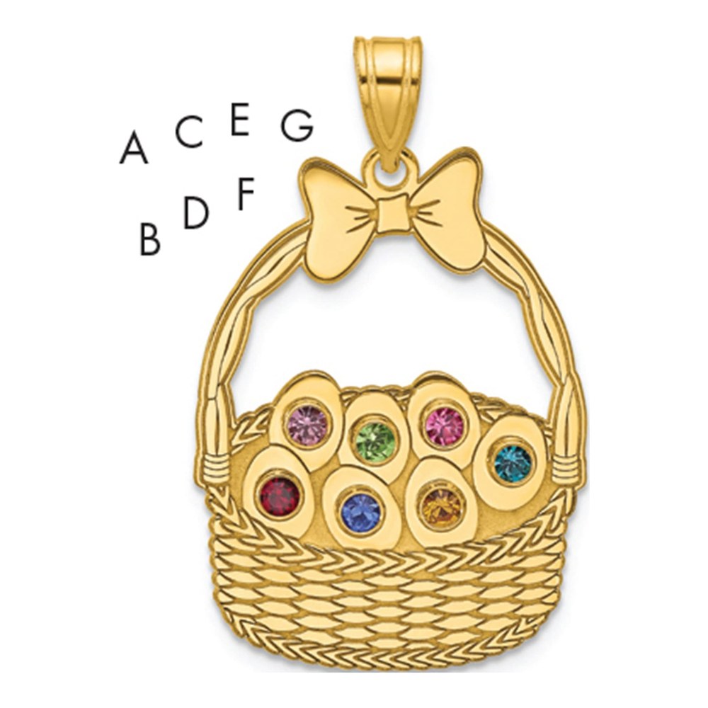 Ssilver/gold-Plated 7 Birthstone With Ssilver Bezel Easter Basket Pendan