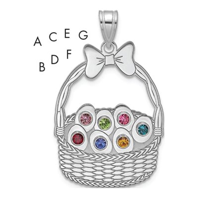 Sterling Silver Ssilver 7-Birthstone Pendant