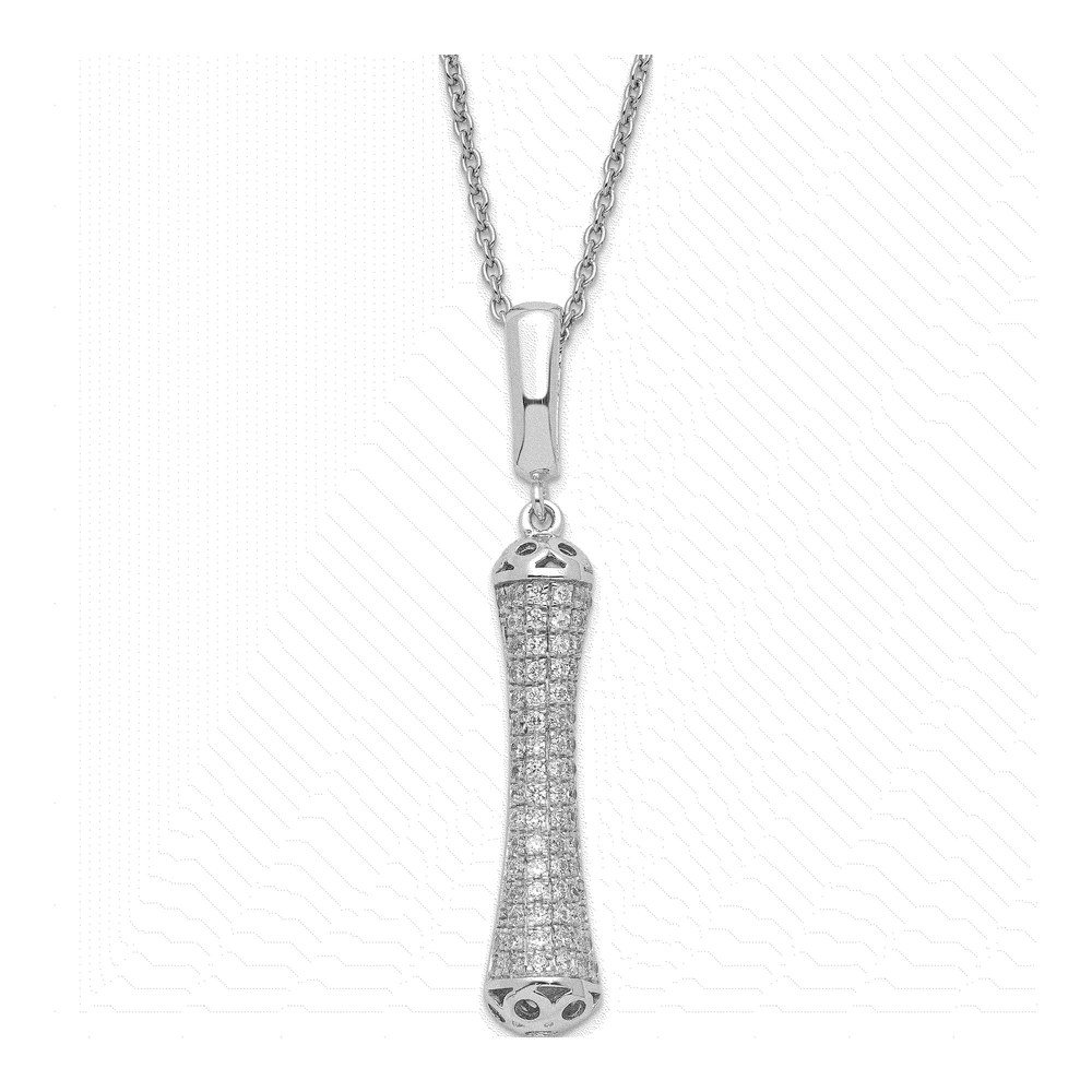 Sterling Silver CZ Fancy Pendant Necklace