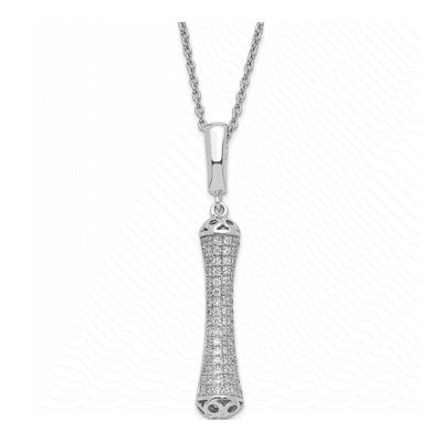 Sterling Silver CZ Fancy Pendant Necklace