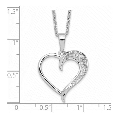 Sterling Silver CZ Pave Heart Pendant Necklace – view 4