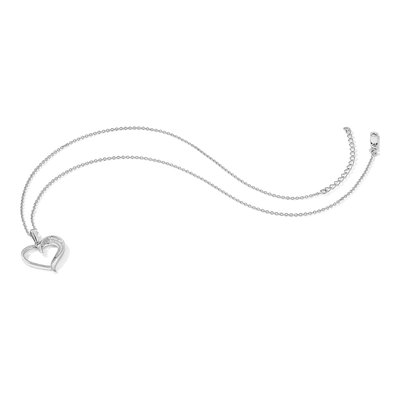 Sterling Silver CZ Pave Heart Pendant Necklace – view 7