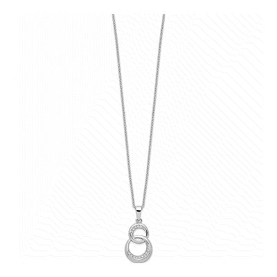 Sterling Silver CZ Pave Circle Pendant Necklace – view 3