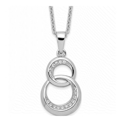 Sterling Silver CZ Pave Circle Pendant Necklace