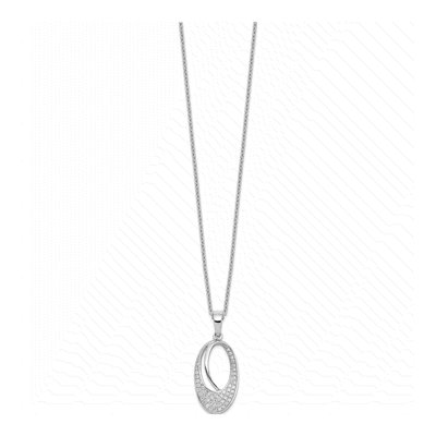 Sterling Silver CZ Micro Pave Oval Pendant Necklace – view 3