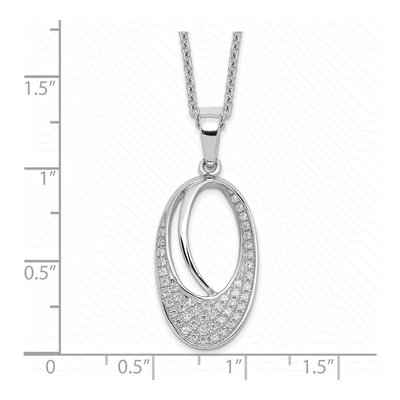 Sterling Silver CZ Micro Pave Oval Pendant Necklace – view 4