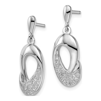 Sterling Silver CZ Micro Pave Dangle Earrings – view 3