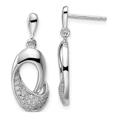 Sterling Silver CZ Micro Pave Dangle Earrings