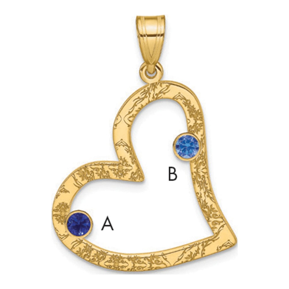 Personalized 2-Stone Heart Family Pendant