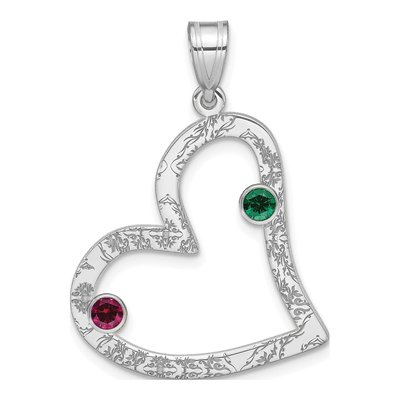 Sterling Silver Personalized 2-Stone Heart Family Pendant – view 2