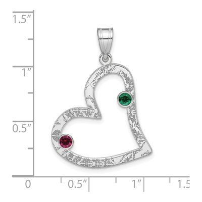 Sterling Silver Personalized 2-Stone Heart Family Pendant – view 3