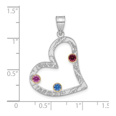 Gold-Plated Sterling Silver Personalized 3-Birthstone Heart Family Pendant – view 3