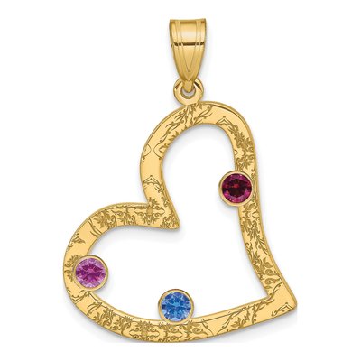 Gold-Plated Sterling Silver Personalized 3-Birthstone Heart Family Pendant – view 2