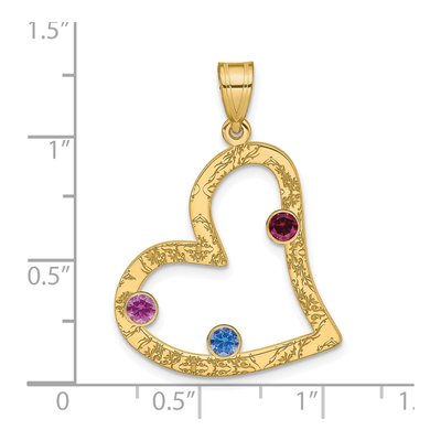 Gold-Plated Sterling Silver Personalized 3-Birthstone Heart Family Pendant – view 3