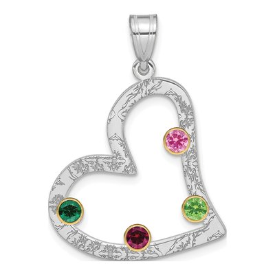 Gold-Plated Sterling Silver Personalized 4-Birthstone Heart Family Pendant – view 2