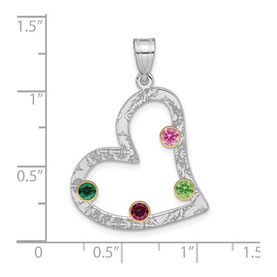 Gold-Plated Sterling Silver Personalized 4-Birthstone Heart Family Pendant – view 3